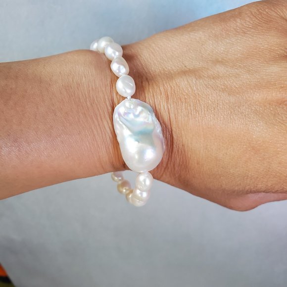 Baroque freshwater pearl bracelet - Picture 5 of 5